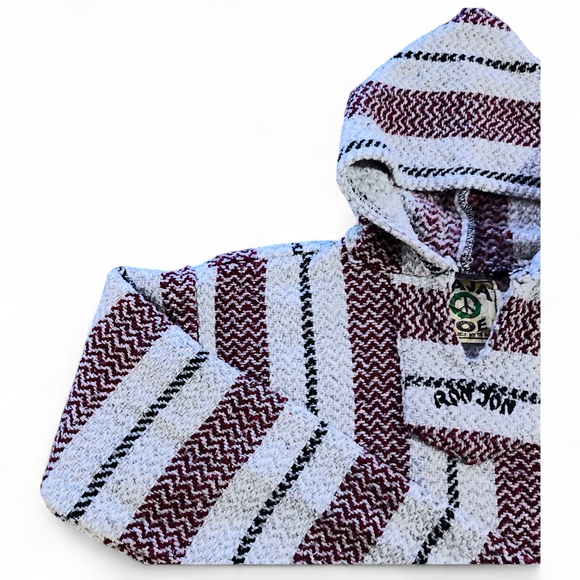 Baja Joe Mexican Baja Hoodie Unisex Size Small - Burgundy and Grey - Picture 3 of 9
